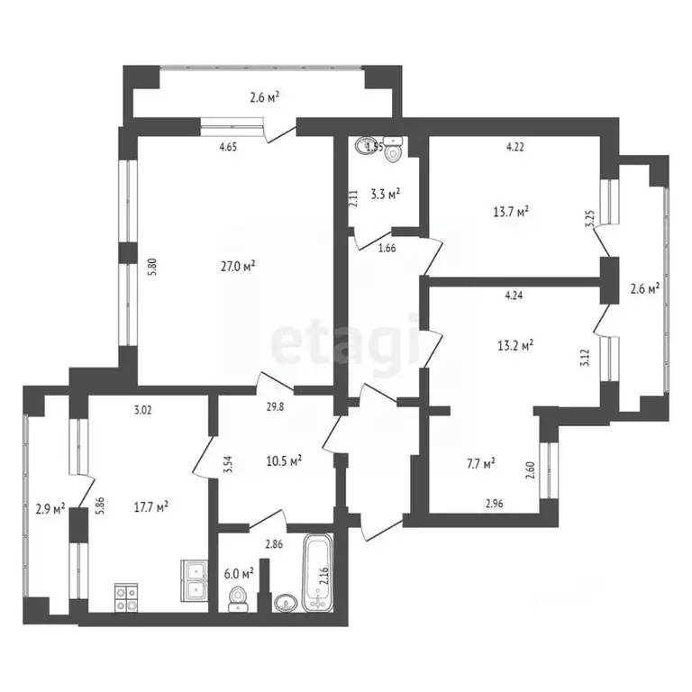 4-к кв. Забайкальский край, Чита ул. Журавлева, 16 (107.5 м) - Фото 2