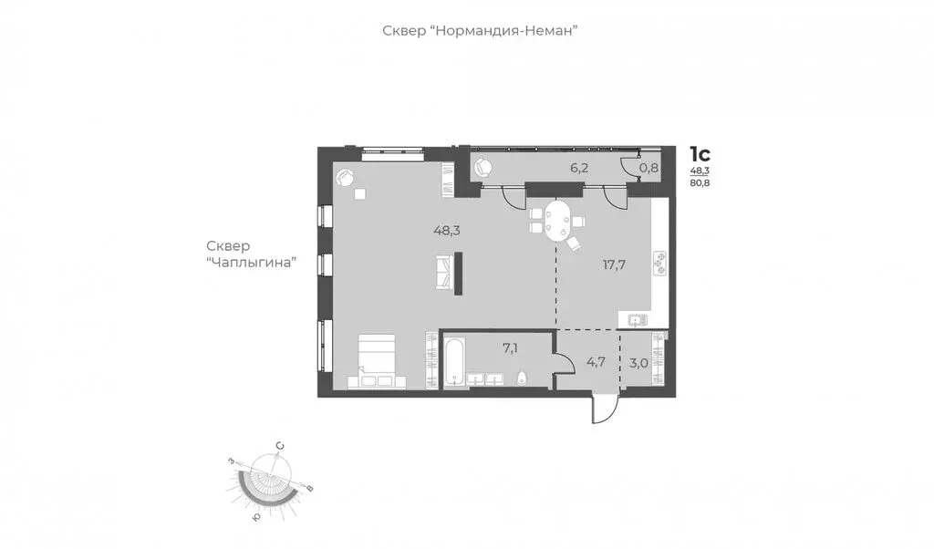 Квартира-студия: Новосибирск, улица Аэропорт, 49 (80.8 м) - Фото 0