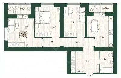 3-к кв. Самарская область, Волжский район, Смышляевка городское ... - Фото 1