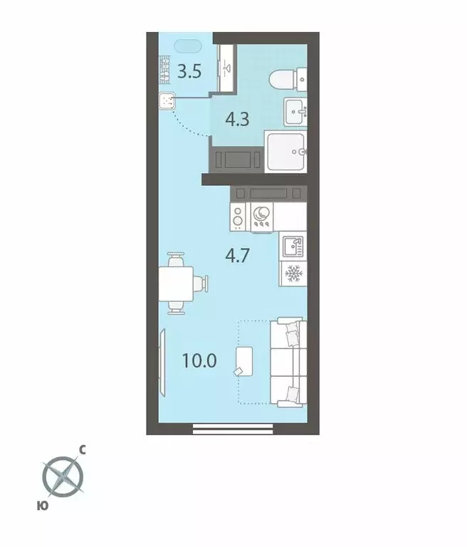 Квартира-студия: Екатеринбург, улица 40-летия Комсомола, 39 (22.5 м) - Фото 1