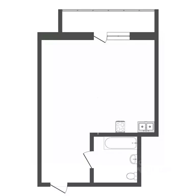 Студия Тюменская область, Тюмень Кремлевская ул., 112к1 (26.5 м) - Фото 2