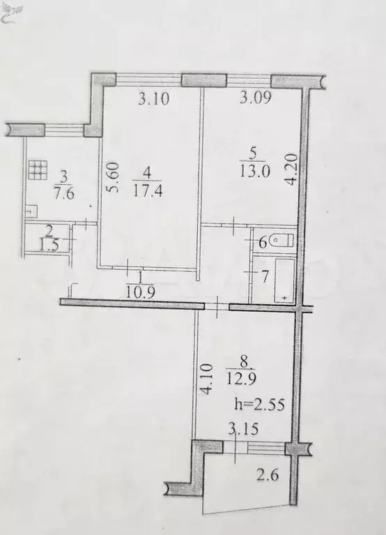 3-к. квартира, 67,7 м, 3/5 эт. - Фото 0