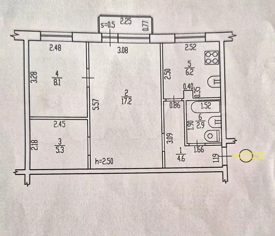 2-к. квартира, 44,3 м, 2/5 эт. - Фото 0