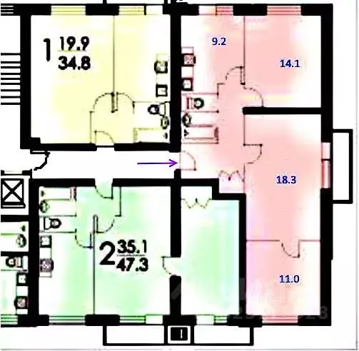 3-к кв. Москва Фурманный пер., 12С1 (63.0 м) - Фото 2