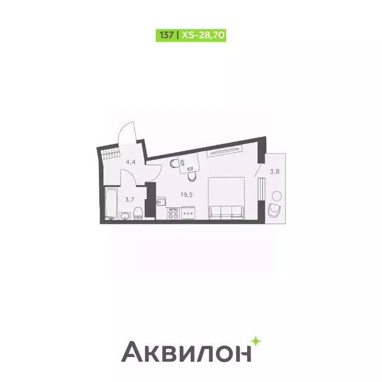 Студия Санкт-Петербург ул. Русановская, 20к1 (28.7 м) - Фото 0