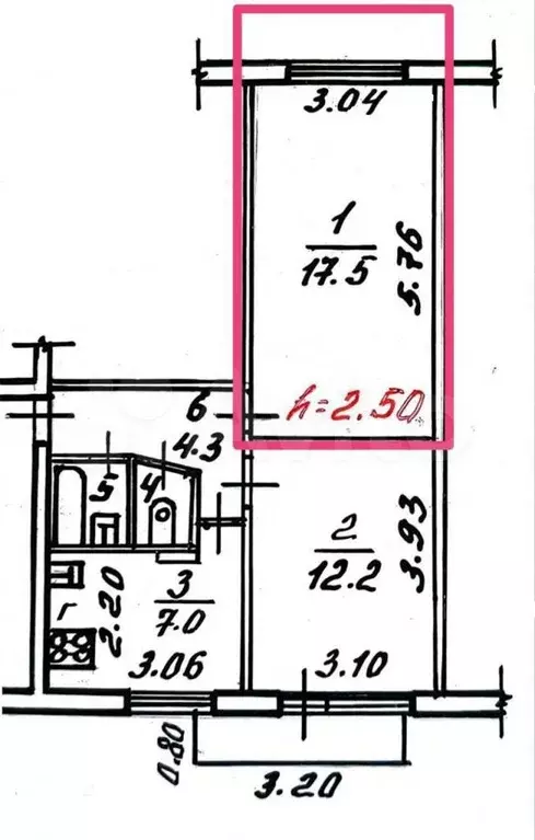 Комната 17,5 м в 2-к., 2/5 эт. - Фото 1