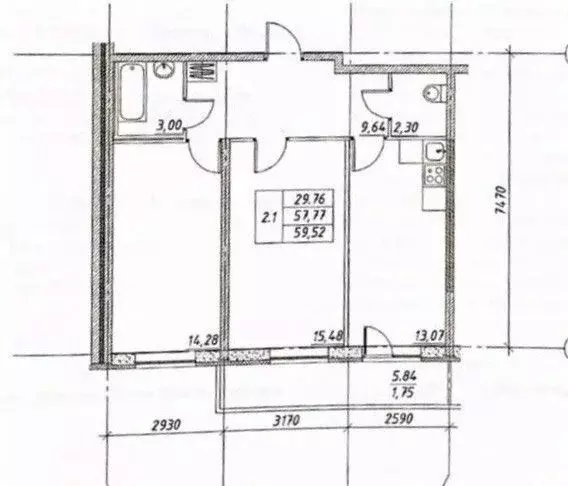 2-к кв. Санкт-Петербург Парашютная ул., 44к1 (57.4 м) - Фото 2