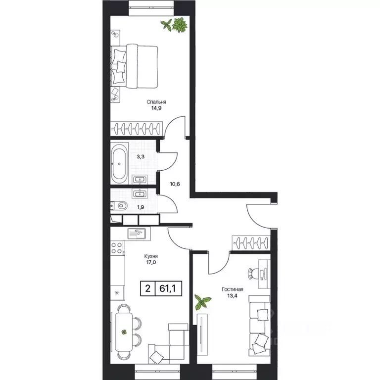 2-к кв. Московская область, Пушкино Пушкино Град жилой комплекс, к2 ... - Фото 0