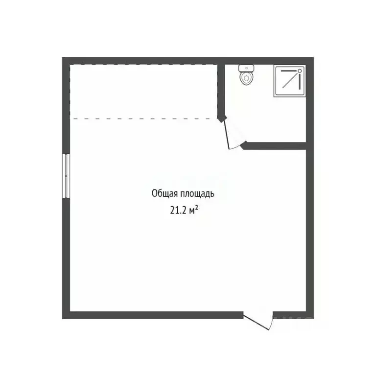 Студия Алтайский край, Барнаул ул. Димитрова, 41/39 (21.2 м) - Фото 1
