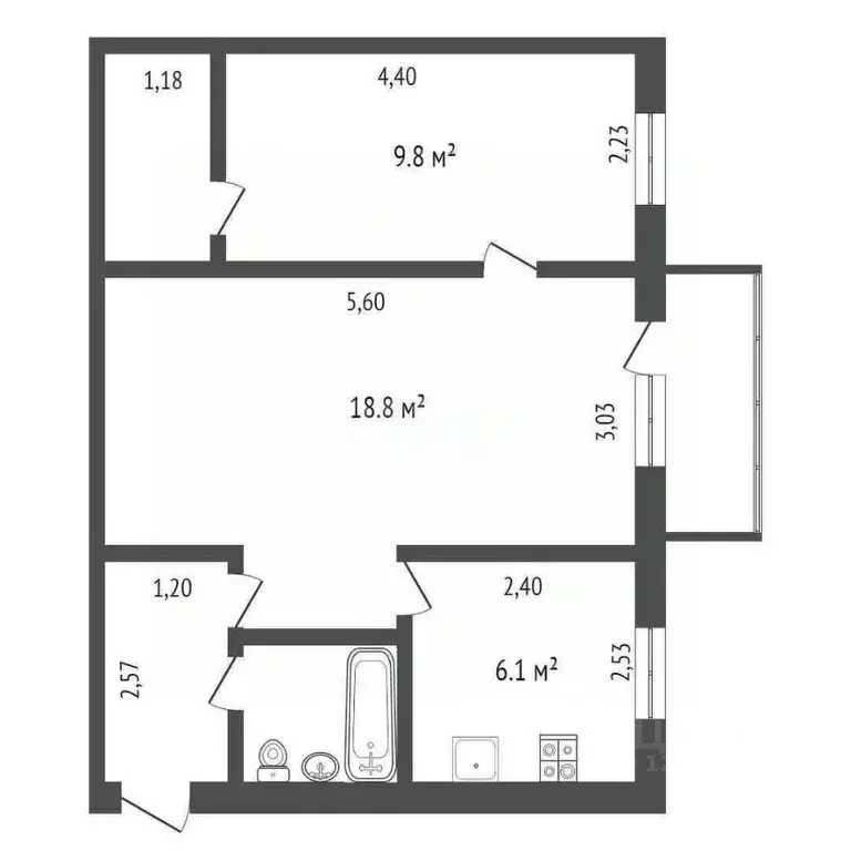 2-к кв. Кемеровская область, Новокузнецк Абашево мкр, ул. ... - Фото 1