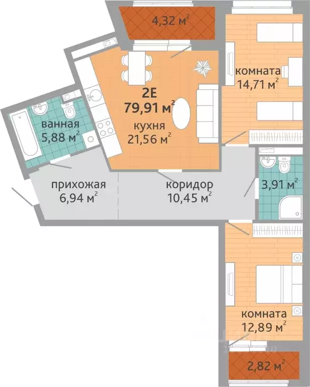 2-к кв. Свердловская область, Екатеринбург ул. Коперника, 33 (79.91 м) - Фото 0