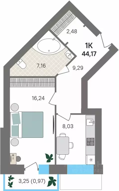 1-к кв. Пермский край, Пермский муниципальный округ, с. Култаево ул. ... - Фото 1