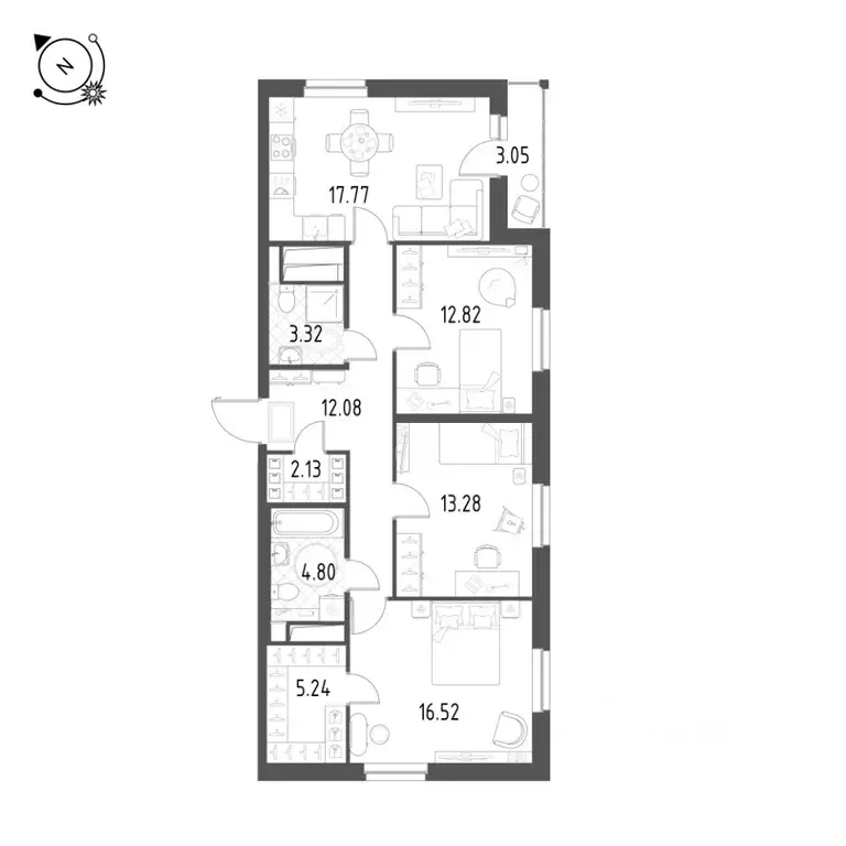 3-к кв. Свердловская область, Екатеринбург ул. Таватуйская, 14А/3 ... - Фото 1