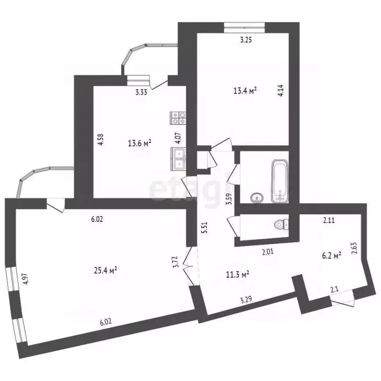 2-к кв. Пермский край, Пермь ул. Максима Горького, 60 (74.8 м) - Фото 2
