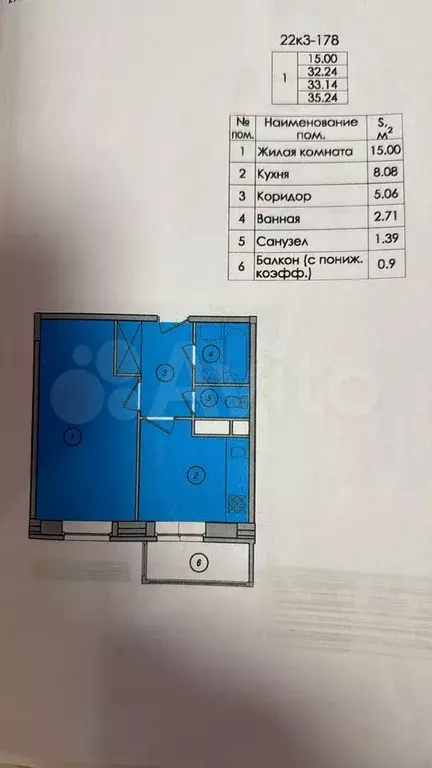1-к. квартира, 35 м, 6/8 эт. - Фото 0