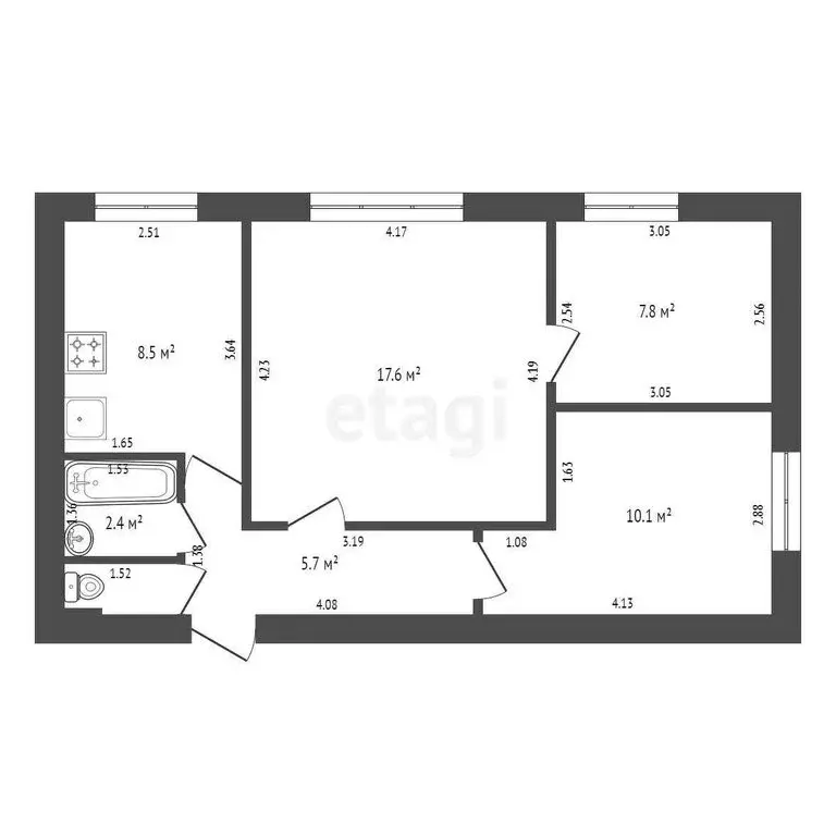 3-комнатная квартира: Калининград, набережная Адмирала Трибуца, 67 (60 ... - Фото 0
