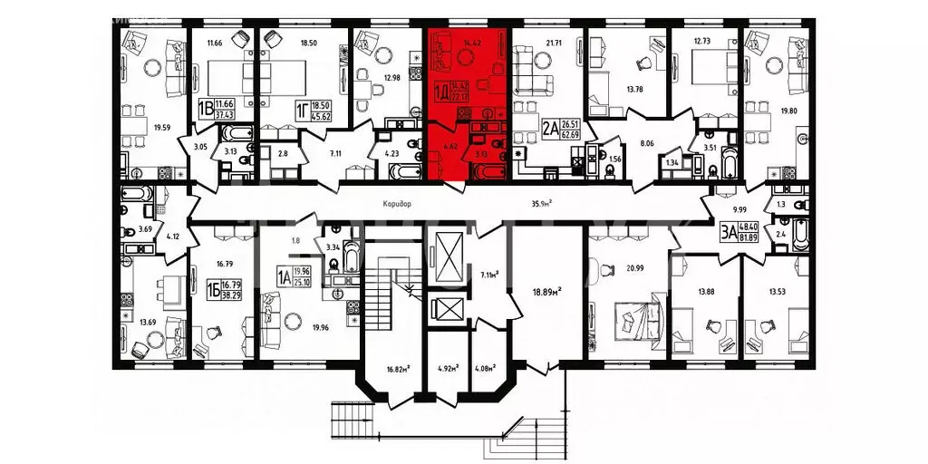 1-комнатная квартира: Новая Адыгея, Береговая улица, 5/2 (23.77 м) - Фото 1