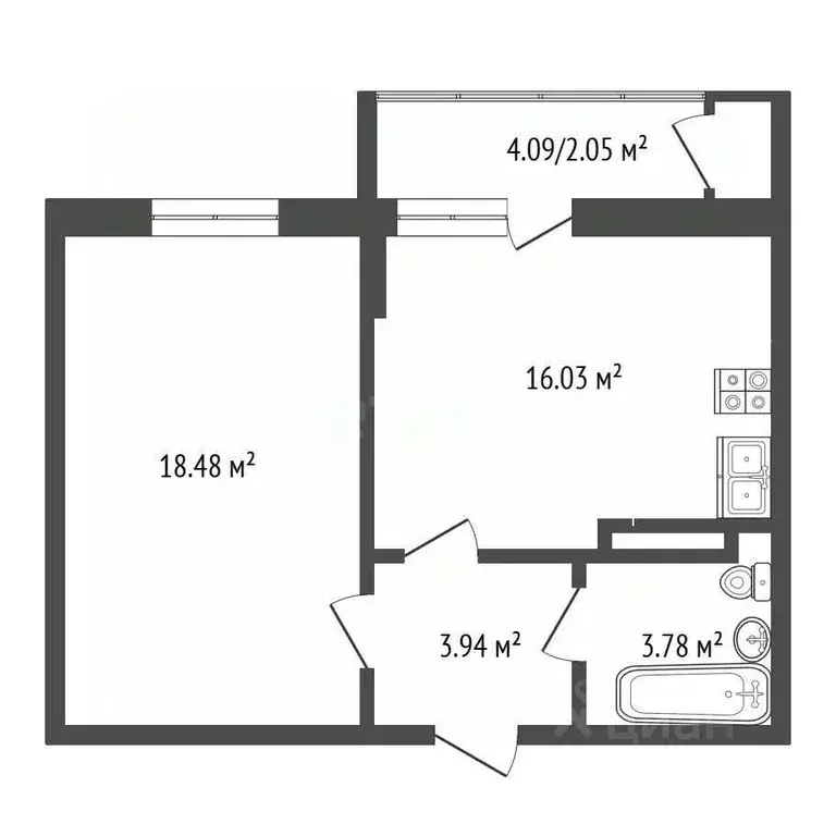 1-к кв. Крым, Евпатория ул. Чапаева, 28К (41.8 м) - Фото 2