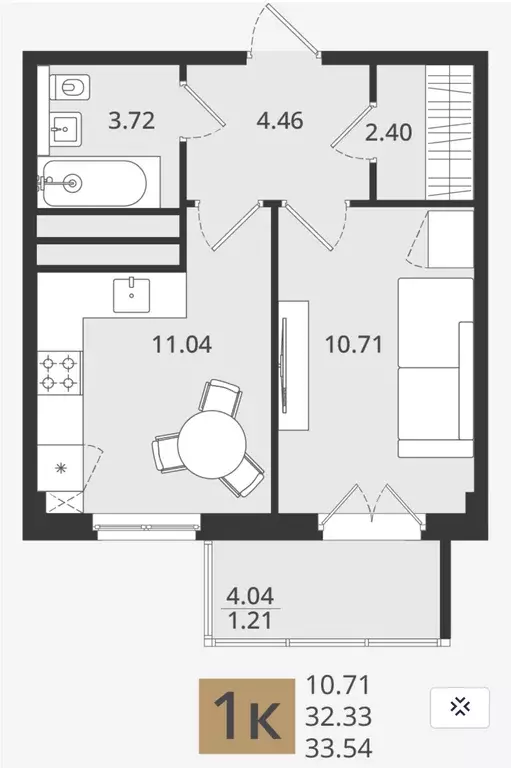 Продаётся 1-к квартира, 33.54 м - Фото 1