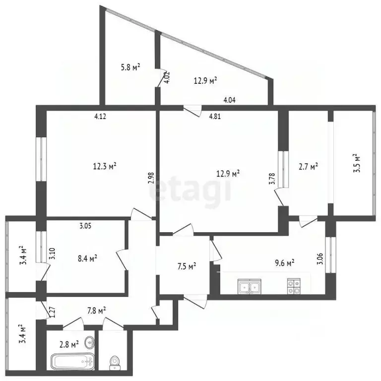 4-к кв. Крым, Ялта ул. Тимирязева, 27 (78.1 м) - Фото 2