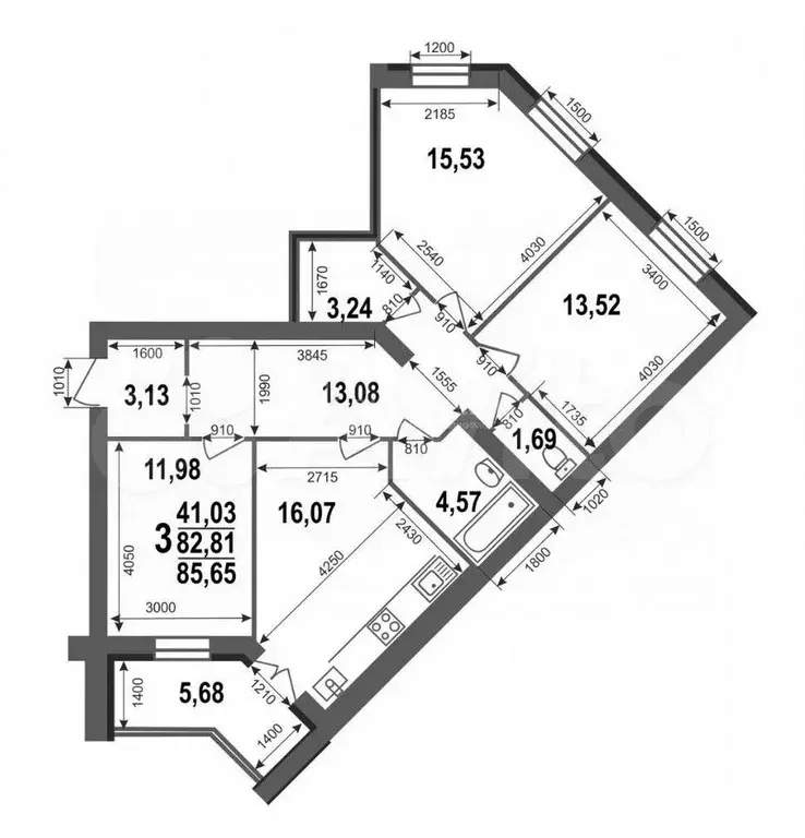 3-к. квартира, 85,7 м, 1/5 эт. - Фото 1