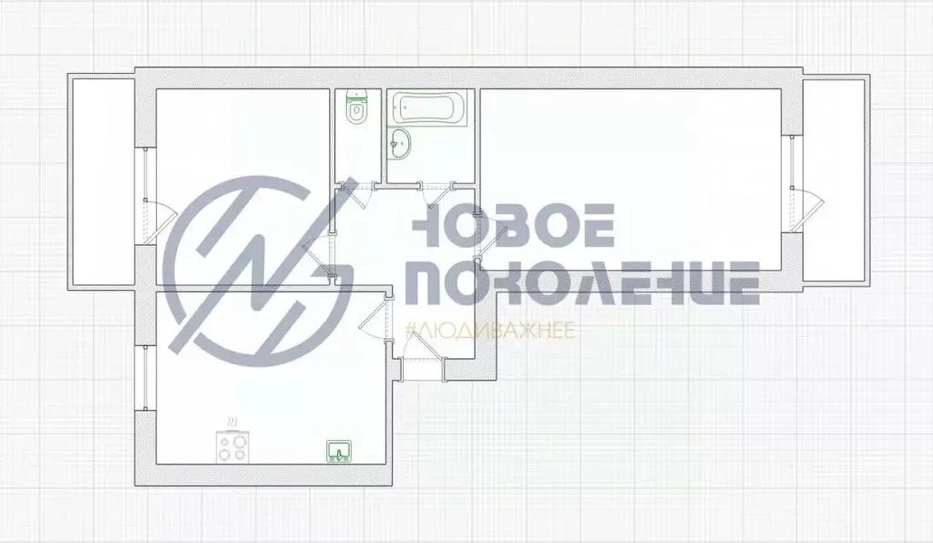 2-к кв. Омская область, Омск ул. Стороженко, 21к1 (54.8 м) - Фото 2