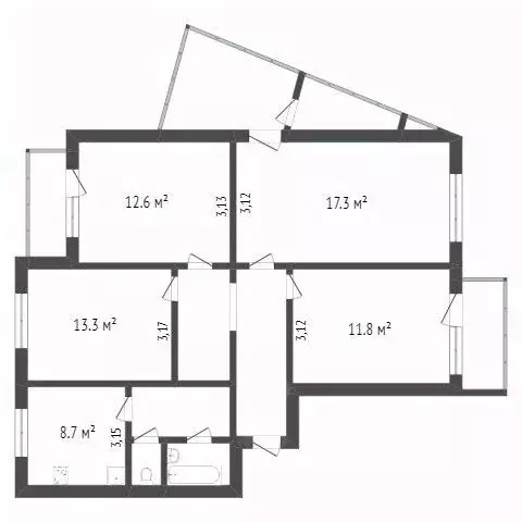 4-к кв. Белгородская область, Белгород ул. Буденного, 13 (82.6 м) - Фото 2