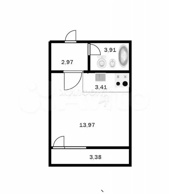 Квартира-студия, 25 м, 1/18 эт. - Фото 0