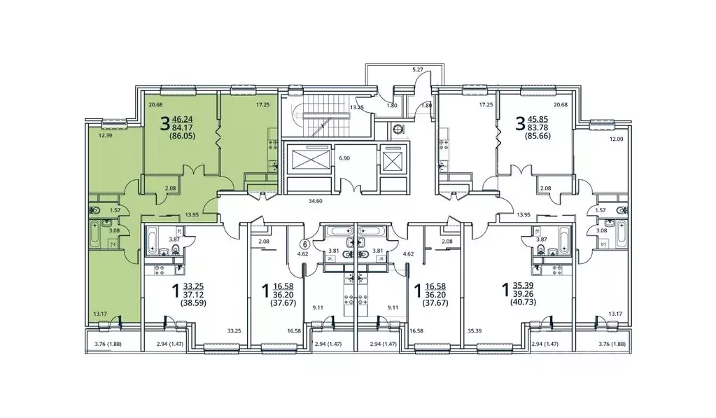 3-к кв. Москва 6-я Радиальная ул., 7/1к2 (84.0 м) - Фото 1