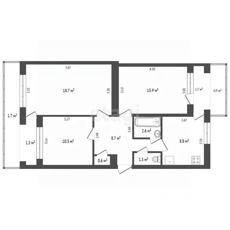 3-к кв. Крым, Феодосия ул. Крымская, 29 (64.9 м) - Фото 2