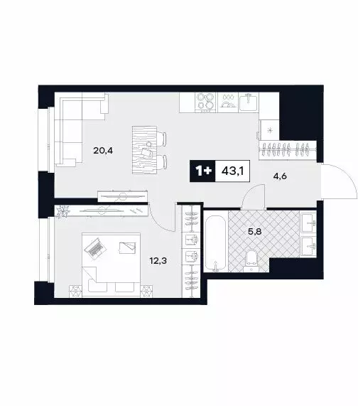 1-комнатная квартира: Москва, Лодочная улица, 27к2 (43.7 м) - Фото 0