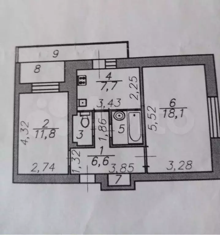 2-к. квартира, 53 м, 4/5 эт. - Фото 0