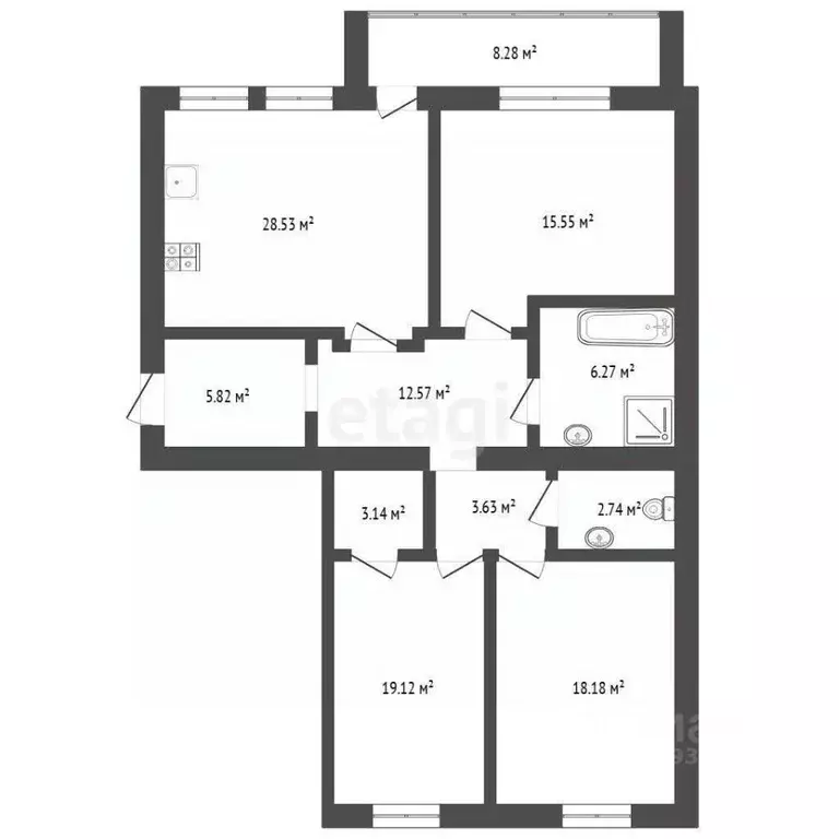 3-к кв. Тюменская область, Тюмень ул. Николая Федорова, 22 (117.2 м) - Фото 2