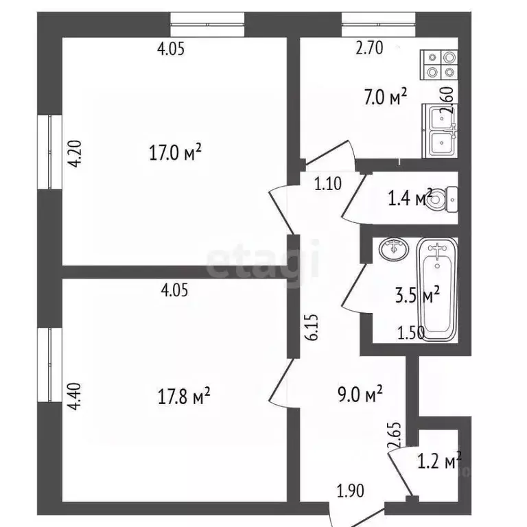 2-к кв. Кемеровская область, Анжеро-Судженск Коммунальная ул., 43 ... - Фото 2