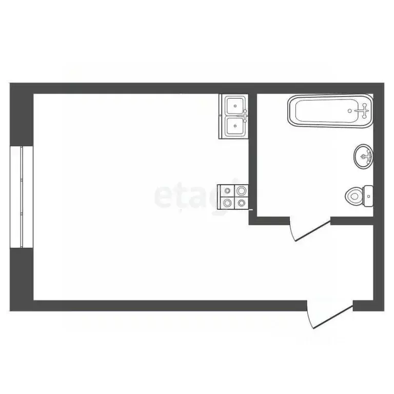 Студия Тюменская область, Тюмень ул. Мельникайте, 44а (13.7 м) - Фото 1