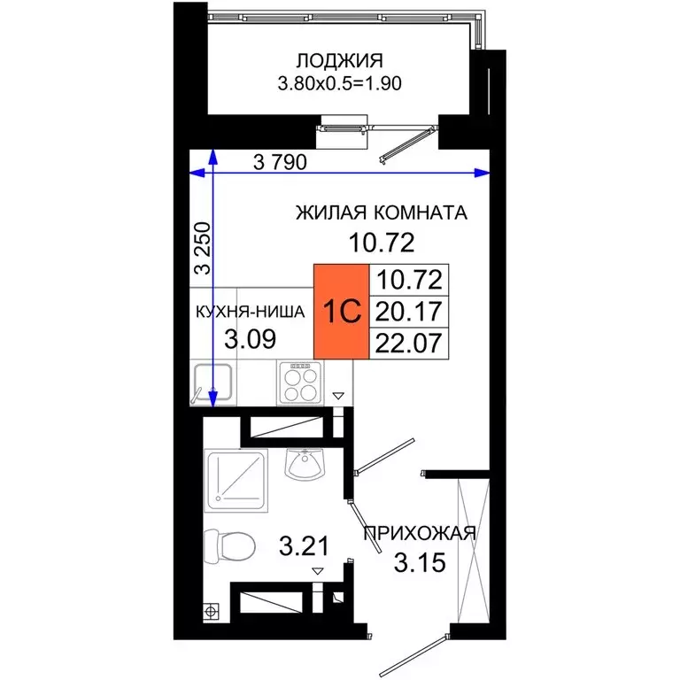 Квартира-студия: Ростов-на-Дону, Элеваторный переулок, 6/2Б (22.07 м) - Фото 0