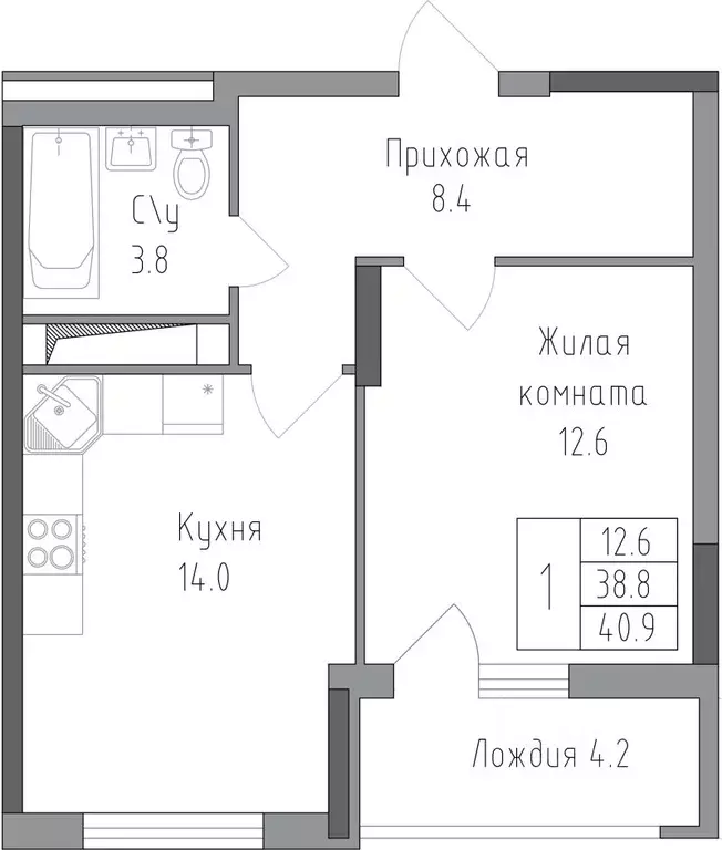 1-к кв. Липецкая область, Липецк ул. Тельмана, 120 (39.1 м) - Фото 0