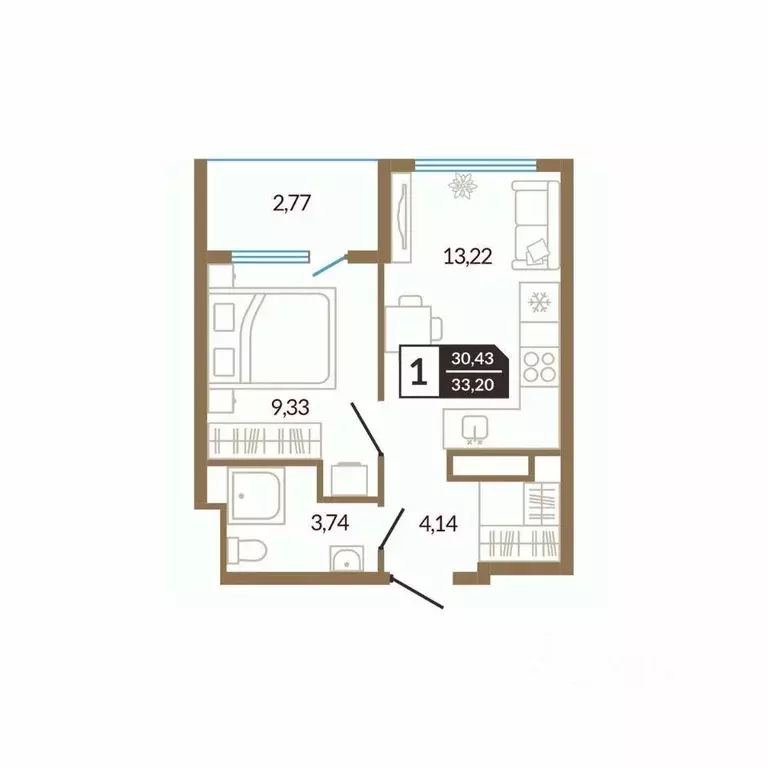 1-к кв. Тюменская область, Тюмень Концепт жилой комплекс (33.2 м) - Фото 1