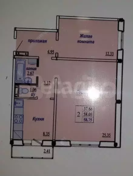 2-к. квартира, 58,8 м, 5/10 эт. - Фото 0
