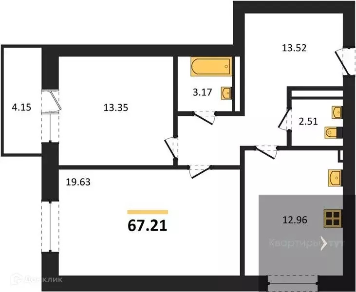 Продаётся 2-к квартира, 67.21 м - Фото 0
