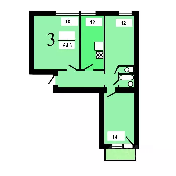 3-к кв. Москва Ферганская ул., 15К1 (64.5 м) - Фото 0