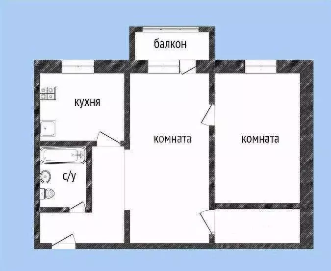 2-к кв. Курганская область, Курган Станционная ул., 68 (42.0 м) - Фото 2