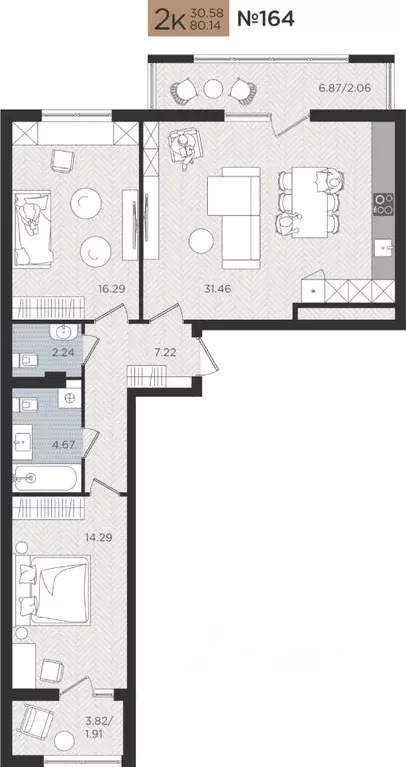 2-к кв. Калининградская область, Калининград Мой Город жилой комплекс ... - Фото 1