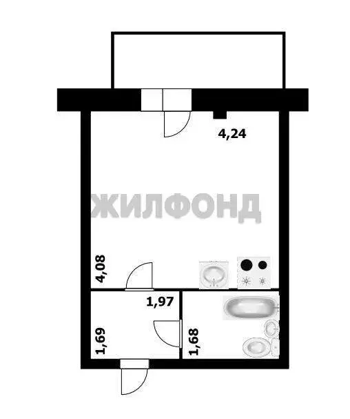 Квартира-студия: Новосибирск, Октябрьский район, микрорайон ... - Фото 0