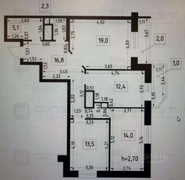 3-к кв. Татарстан, Казань ул. Абубекира Терегулова, 2 (84.0 м) - Фото 2