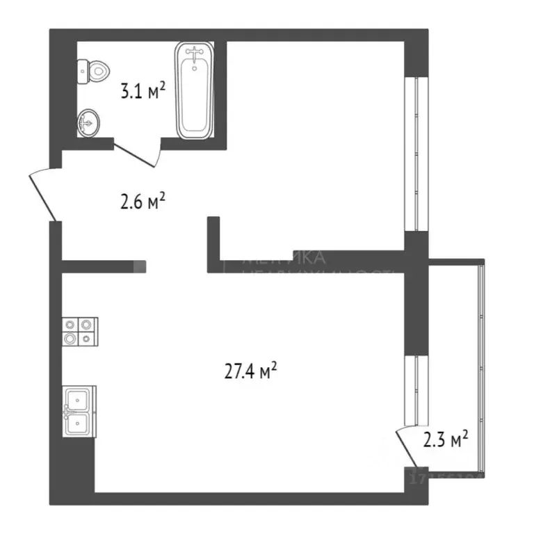 1-к кв. Тюменская область, Тюмень ул. Тимирязева, 8к1 (35.4 м) - Фото 1