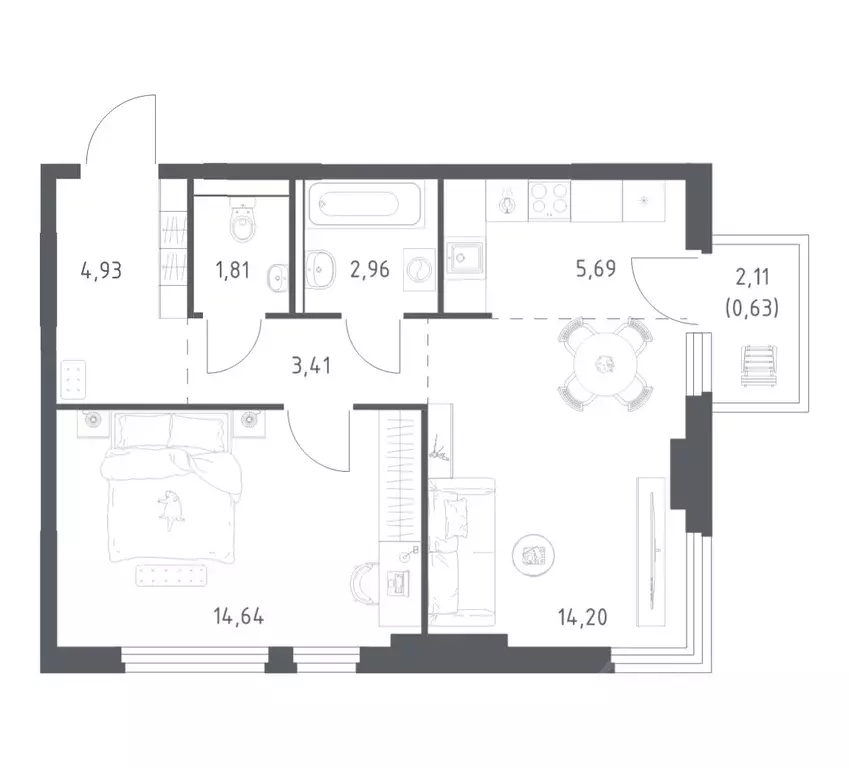 1-к кв. Московская область, Ленинский городской округ, Мисайлово пгт, ... - Фото 1