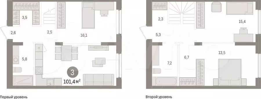 3-к. квартира, 101,4 м, 15/15 эт. - Фото 1