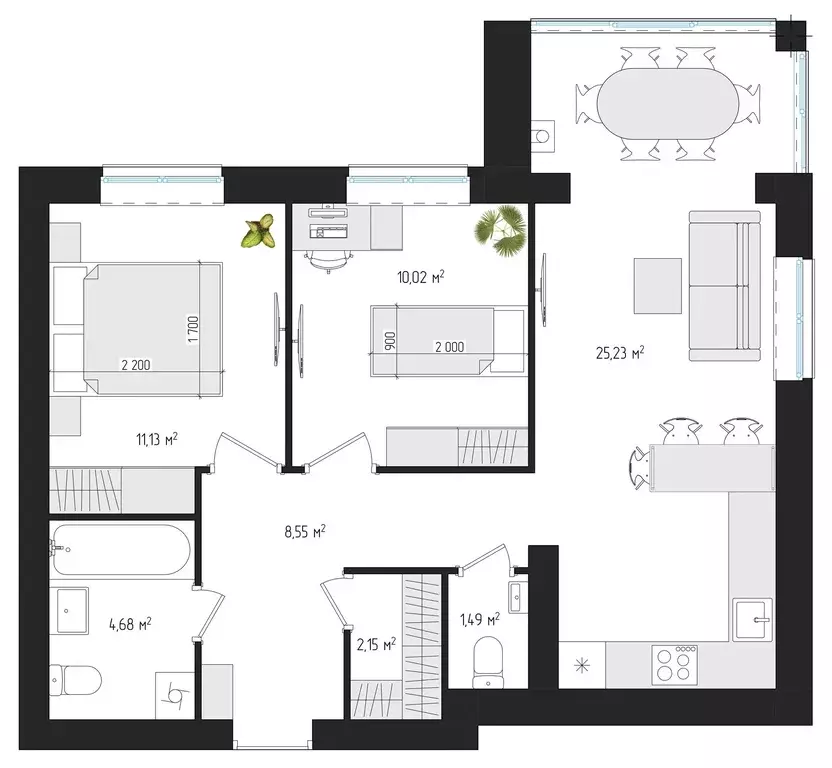 Продаётся 2-к квартира, 61.6 м - Фото 1