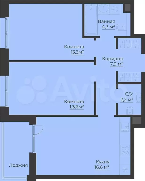 2-к. квартира, 61,7 м, 5/8 эт. - Фото 0